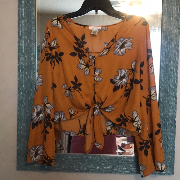 Urban Romantics Tops - Button front tie crop top!